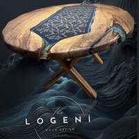 Ръчно изработена епоксидна маса с народни мотиви от плат