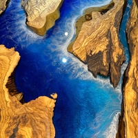 Ръчно изработена епоксидна маса с морски ефект – Ocean River Blue