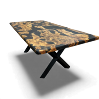 Дизайнерска маса от масивно зехтиново дърво с епоксидна смола и черен пигмент – LogeniWood