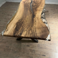 ръчно изработена прозрачна епоксидна маса от орех – 200/100 см