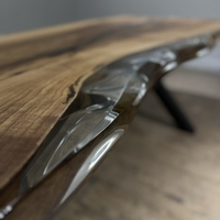 ръчно изработена прозрачна епоксидна маса от орех – 200/100 см