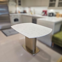 Разтегателна трапезна маса 90/120 → 190 см с мраморен плот