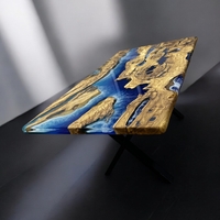 Ръчно изработена епоксидна маса с морски ефект – Ocean River Blue