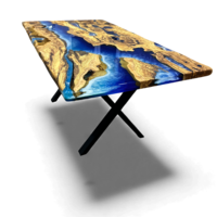 Ръчно изработена епоксидна маса с морски ефект – Ocean River Blue