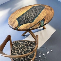 Ръчно изработена епоксидна маса с народни мотиви от плат