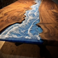 Ръчно изработена маса от масивно дърво с епоксиден морски ефект– LogeniWood (Custom Made)