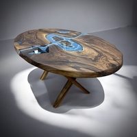 Ocean Depth – Ръчно изработена елипсовидна маса с морски епоксиден ефект