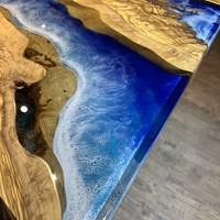 Ръчно изработена епоксидна маса с морски ефект – Ocean River Blue