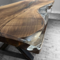 ръчно изработена прозрачна епоксидна маса от орех – 200/100 см