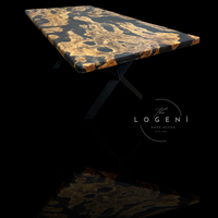 Дизайнерска маса от масивно зехтиново дърво с епоксидна смола и черен пигмент – LogeniWood