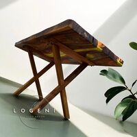 Дизайнерска маса от масивно дърво с епоксидна смола – Green River | LogeniWood