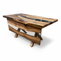 Премиум офис маса от орех и епоксидна смола – 160×80 см