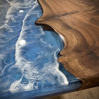 Ръчно изработена маса от масивно дърво с епоксиден морски ефект– LogeniWood (Custom Made)