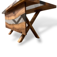 Премиум офис маса от орех и епоксидна смола – 160×80 см