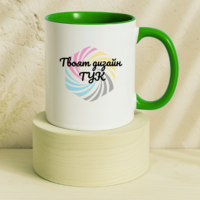 Чаша за кафе с цветна вътрешност и дръжка