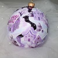 Стъклена коледна играчка - Зимен Пейзаж