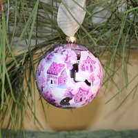 Стъклена коледна играчка Зимен пейзаж