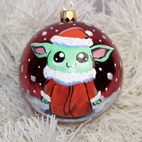 Стъклена коледна играчка - baby Grogu