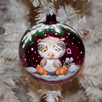 Стъклена коледна играчка - Бухалче