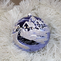 Стъклена коледна играчка Снежни селца