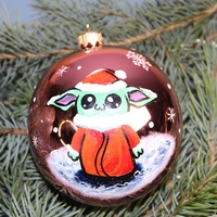 Стъклена коледна играчка - baby Grogu