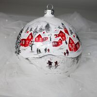 Стъклена коледна играчка - Зимен Пейзаж