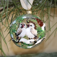 Стъклена коледна играчка - Птици