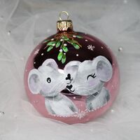 Стъклена коледна играчка Мишлета