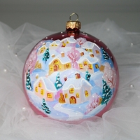 Стъклена коледна играчка - Зимен Пейзаж - Copy 8