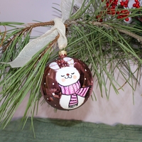 Стъклена коледна играчка Зайче