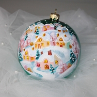 Стъклена коледна играчка - Зимен Пейзаж - Copy 8