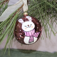 Стъклена коледна играчка Зайче