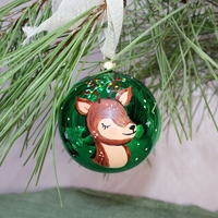 Стъклена коледна играчка Еленче