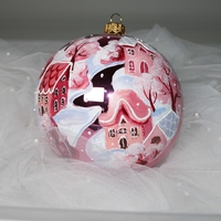 Стъклена коледна играчка - Зимен Пейзаж