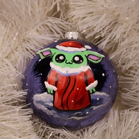 Стъклена коледна играчка - baby Grogu