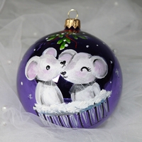 Стъклена коледна играчка Мишлета