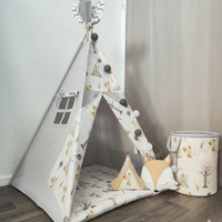 Едноцветна палатка в сиво с дебело килимче  - Лисици в гората