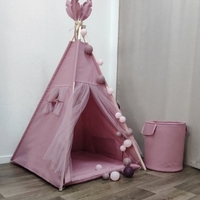 Едноцветна палатка за момиче с дебело килимче - Пепел от рози