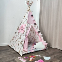 Детска палатка за момиче - Елени в гората в сиво