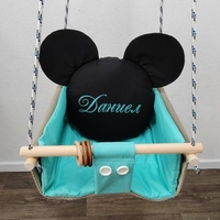 Бебешка люлка Мики Маус - мента и черно