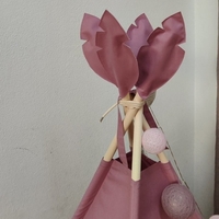 Едноцветна палатка за момиче с дебело килимче - Пепел от рози