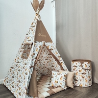 Детска палатка с дебело килимче на квадратчета - 