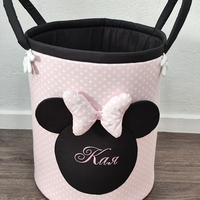 Персонализиран кош за играчки с име – Мини Маус в светло розово