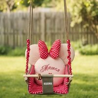 Бебешка люлка Мини Маус - червено и бежово