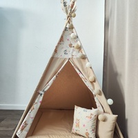 Едноцветна неутрална палатка с дебело килимче - 