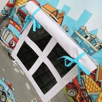 Детска палатка за момче, с килимче на малки квадратчета - 