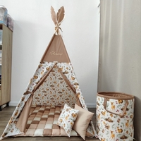 Детска палатка с дебело килимче на квадратчета - 