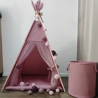 Едноцветна палатка за момиче с дебело килимче - Пепел от рози