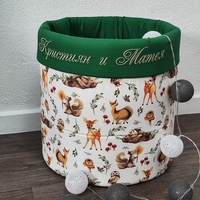 Кош за играчки - с кант и бродерия - В гората