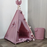 Едноцветна палатка за момиче с дебело килимче - Пепел от рози
